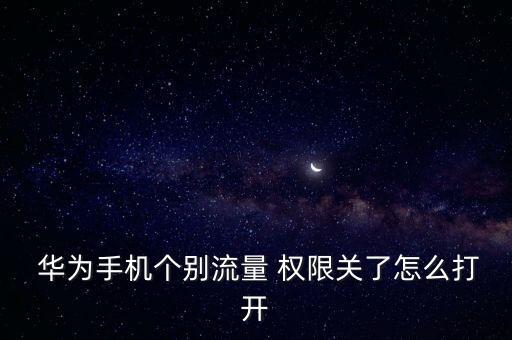  華為手機(jī)個(gè)別流量 權(quán)限關(guān)了怎么打開