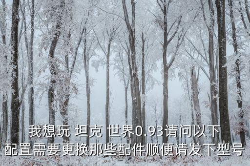 我想玩 坦克 世界0.93請問以下配置需要更換那些配件順便請發(fā)下型號