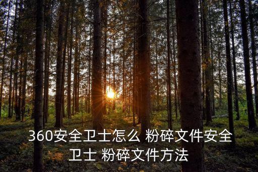  360安全衛(wèi)士怎么 粉碎文件安全衛(wèi)士 粉碎文件方法