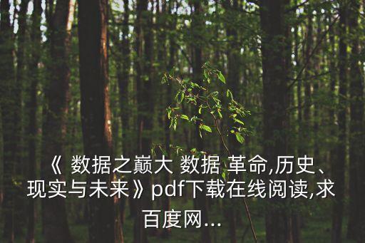 《 數(shù)據(jù)之巔大 數(shù)據(jù) 革命,歷史、現(xiàn)實與未來》pdf下載在線閱讀,求百度網(wǎng)...