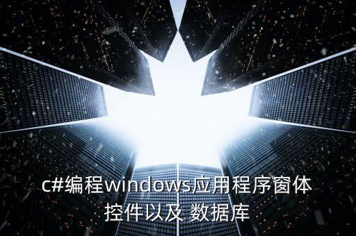 c#編程windows應(yīng)用程序窗體控件以及 數(shù)據(jù)庫