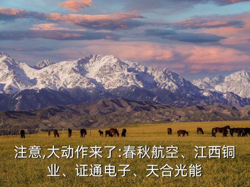 注意,大動作來了:春秋航空、江西銅業(yè)、證通電子、天合光能