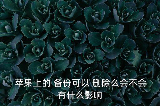  蘋果上的 備份可以 刪除么會不會有什么影響