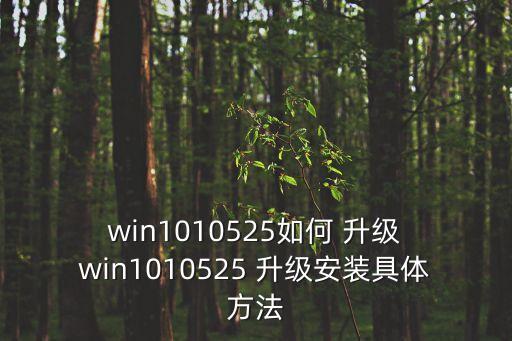  win1010525如何 升級 win1010525 升級安裝具體方法