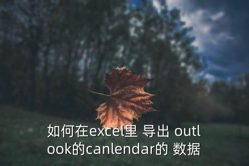 如何在excel里 導(dǎo)出 outlook的canlendar的 數(shù)據(jù)