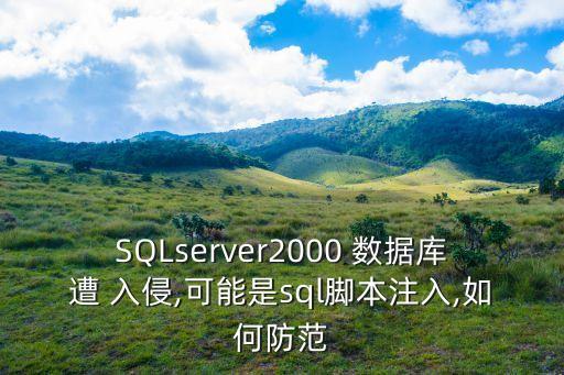 SQLserver2000 數(shù)據(jù)庫遭 入侵,可能是sql腳本注入,如何防范