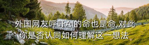  外國網友呼吁AI的命也是命,對此你是否認同如何理解這一想法