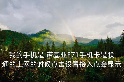 我的手機(jī)是 諾基亞E71手機(jī)卡是聯(lián)通的上網(wǎng)的時(shí)候點(diǎn)擊設(shè)置接入點(diǎn)會(huì)顯示...