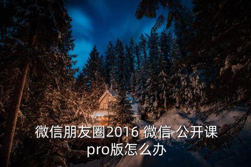  微信朋友圈2016 微信 公開課 pro版怎么辦