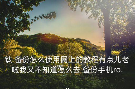 鈦 備份怎么使用網(wǎng)上的教程有點(diǎn)兒老啦我又不知道怎么去 備份手機(jī)ro...