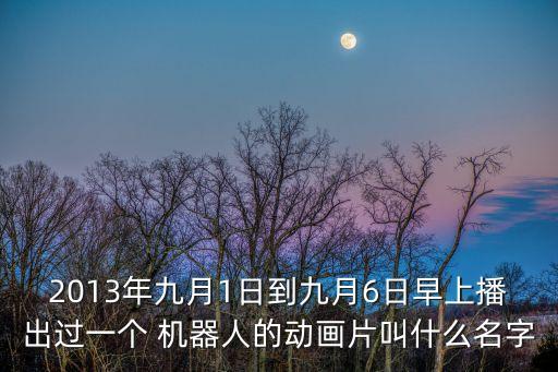 2013年九月1日到九月6日早上播出過一個 機器人的動畫片叫什么名字