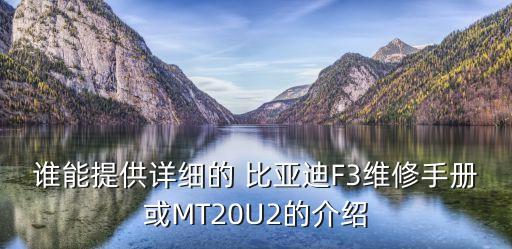 誰能提供詳細(xì)的 比亞迪F3維修手冊或MT20U2的介紹