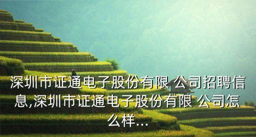 深圳市證通電子股份有限 公司招聘信息,深圳市證通電子股份有限 公司怎么樣...