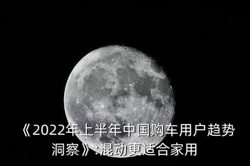 《2022年上半年中國購車用戶趨勢洞察》:混動更適合家用