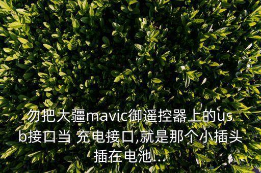 勿把大疆mavic御遙控器上的usb接口當 充電接口,就是那個小插頭插在電池...