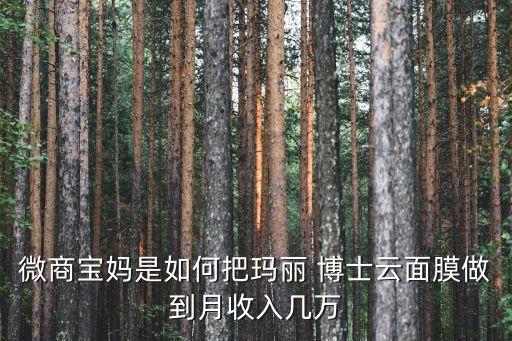 微商寶媽是如何把瑪麗 博士云面膜做到月收入幾萬