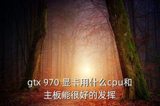 gtx 970 顯卡用什么cpu和主板能很好的發(fā)揮