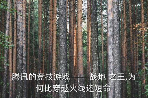 騰訊的競(jìng)技游戲—— 戰(zhàn)地 之王,為何比穿越火線還短命