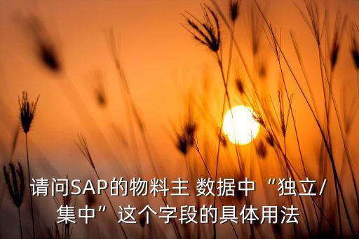請問SAP的物料主 數(shù)據(jù)中“獨立/集中”這個字段的具體用法