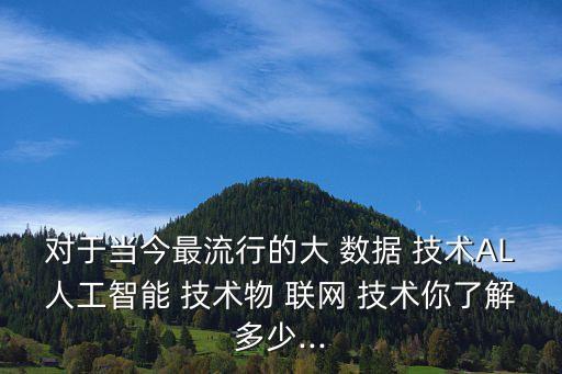 對于當今最流行的大 數(shù)據(jù) 技術(shù)AL人工智能 技術(shù)物 聯(lián)網(wǎng) 技術(shù)你了解多少...