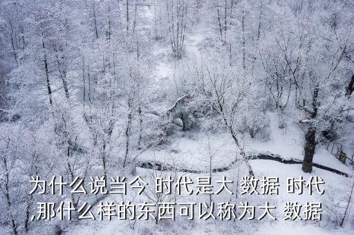 為什么說當今 時代是大 數據 時代,那什么樣的東西可以稱為大 數據