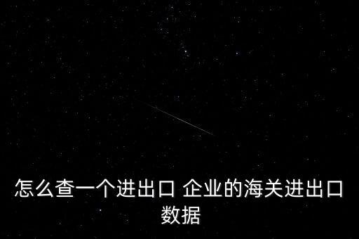 怎么查一個(gè)進(jìn)出口 企業(yè)的海關(guān)進(jìn)出口 數(shù)據(jù)