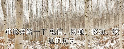誰能詳解一下 電信、網(wǎng)通、移動、聯(lián)通的歷史