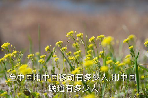 全中國用中國移動(dòng)有多少人,用中國 聯(lián)通有多少人