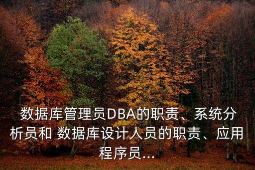  數(shù)據(jù)庫管理員DBA的職責(zé)、系統(tǒng)分析員和 數(shù)據(jù)庫設(shè)計人員的職責(zé)、應(yīng)用程序員...