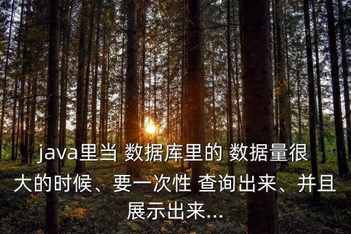 java里當(dāng) 數(shù)據(jù)庫(kù)里的 數(shù)據(jù)量很大的時(shí)候、要一次性 查詢出來、并且展示出來...