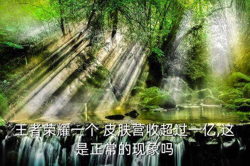 王者榮耀一個(gè) 皮膚營(yíng)收超過(guò)一億,這是正常的現(xiàn)象嗎