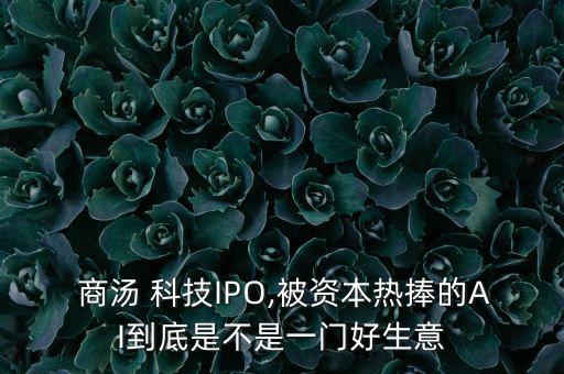  商湯 科技IPO,被資本熱捧的AI到底是不是一門好生意