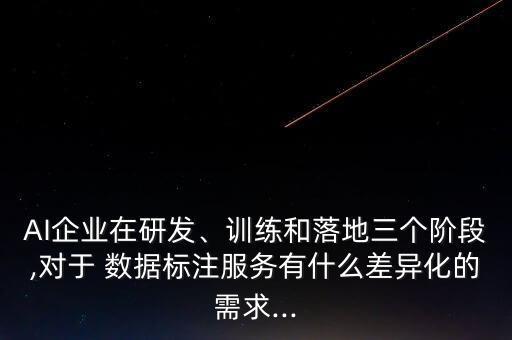 AI企業(yè)在研發(fā)、訓練和落地三個階段,對于 數(shù)據(jù)標注服務(wù)有什么差異化的需求...