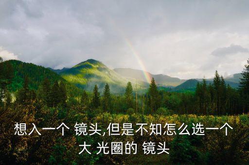 想入一個 鏡頭,但是不知怎么選一個大 光圈的 鏡頭