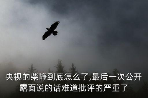 央視的柴靜到底怎么了,最后一次公開露面說的話難道批評的嚴重了
