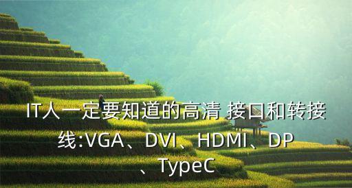 IT人一定要知道的高清 接口和轉(zhuǎn)接線:VGA、DVI、HDMI、DP、TypeC