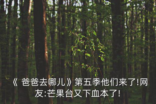 《 爸爸去哪兒》第五季他們來(lái)了!網(wǎng)友:芒果臺(tái)又下血本了!