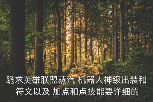 跪求英雄聯(lián)盟蒸汽 機(jī)器人神級(jí)出裝和 符文以及 加點(diǎn)和點(diǎn)技能要詳細(xì)的