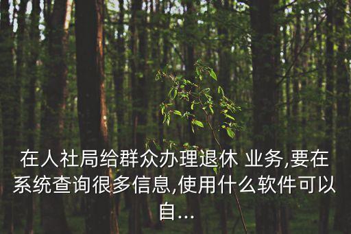 在人社局給群眾辦理退休 業(yè)務(wù),要在系統(tǒng)查詢很多信息,使用什么軟件可以自...