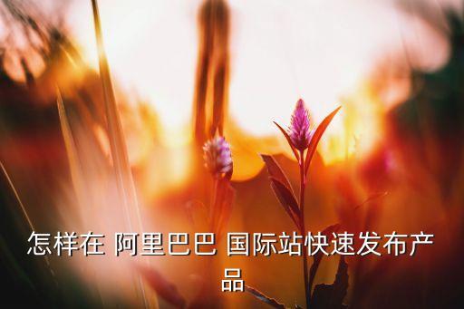 怎樣在 阿里巴巴 國(guó)際站快速發(fā)布產(chǎn)品