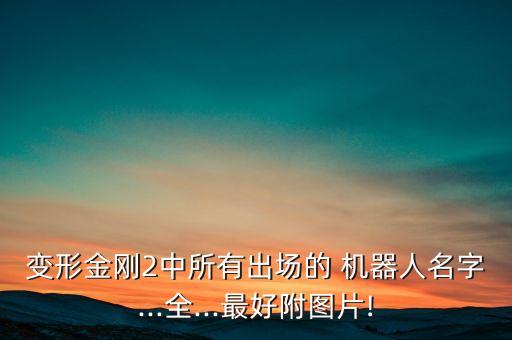 變形金剛2中所有出場的 機器人名字...全...最好附圖片!