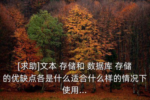 [求助]文本 存儲(chǔ)和 數(shù)據(jù)庫(kù) 存儲(chǔ)的優(yōu)缺點(diǎn)各是什么適合什么樣的情況下使用...
