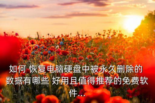 如何 恢復(fù)電腦硬盤中被永久刪除的 數(shù)據(jù)有哪些 好用且值得推薦的免費(fèi)軟件...