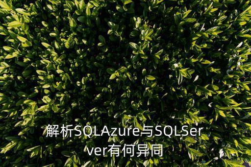 解析SQLAzure與SQLServer有何異同