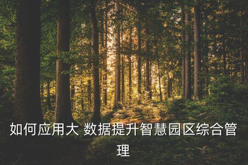 如何應(yīng)用大 數(shù)據(jù)提升智慧園區(qū)綜合管理