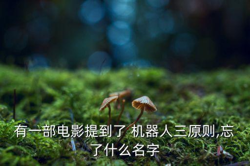 有一部電影提到了 機(jī)器人三原則,忘了什么名字