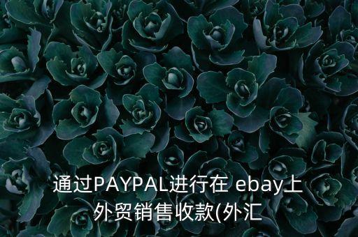 通過PAYPAL進(jìn)行在 ebay上外貿(mào)銷售收款(外匯