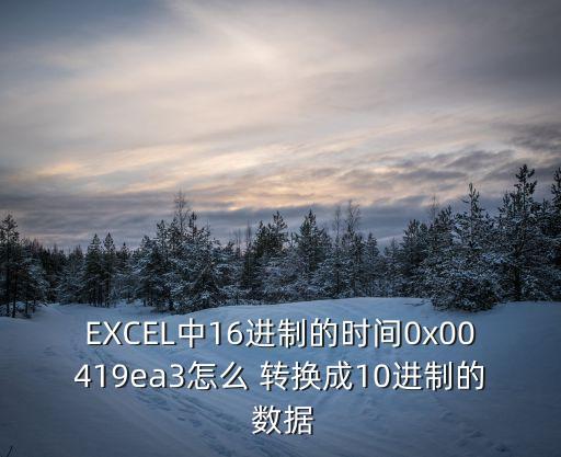 EXCEL中16進制的時間0x00419ea3怎么 轉(zhuǎn)換成10進制的 數(shù)據(jù)