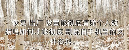 軟件的數(shù)據(jù)怎么刪除怎么恢復(fù)出廠設(shè)置