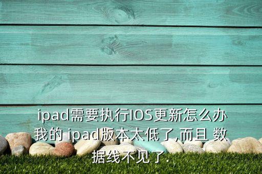  ipad需要執(zhí)行IOS更新怎么辦我的 ipad版本太低了,而且 數(shù)據(jù)線不見(jiàn)了.
